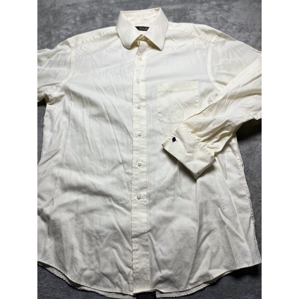 Tasso Elba Men's Long Sleeve Dress Shirt 16 34/35 Egyptian Cotton Off White